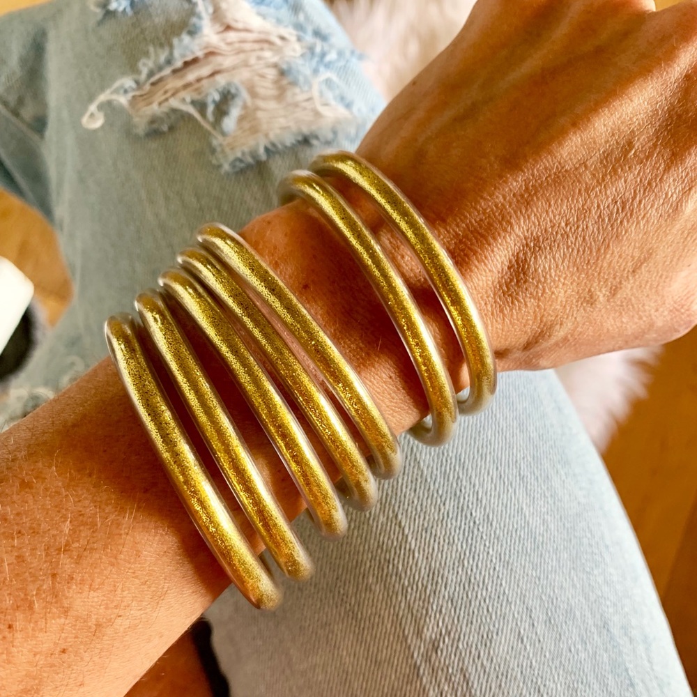 All weather bracelets-set of 7 gold